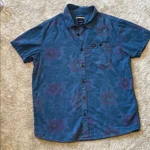 RVCA Men's Blue Floral Shirt